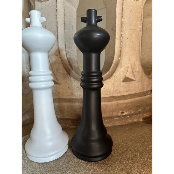 Ceramic Tall Chess Pieces x 2 Black and White. Modern Minimalist Home Decor. - Picture 3 of 3